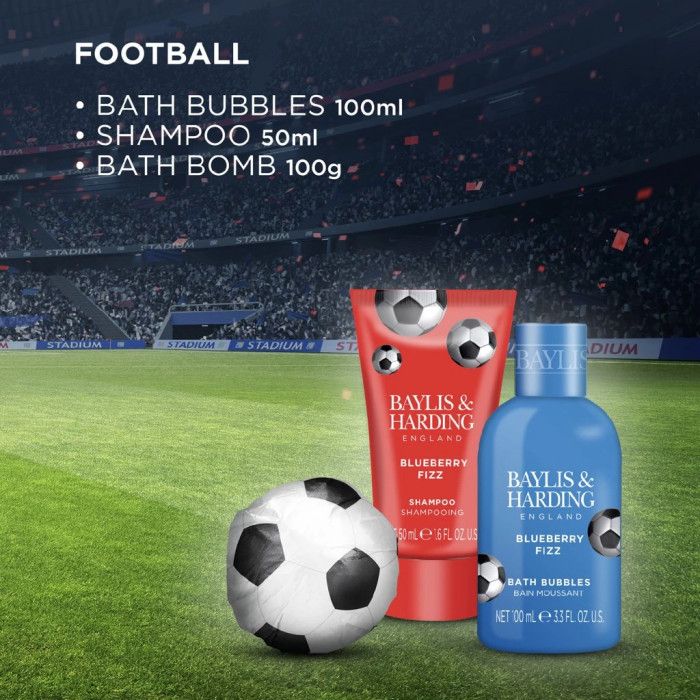 detail Baylis&Harding FOOTBALL Sada péče o tělo v kosmetické taštičce.