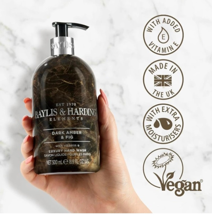 detail Baylis&Harding Tekuté mýdlo - Dark Amber & Fig, 500ml