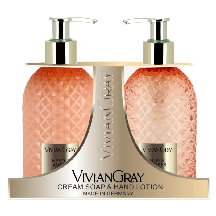 detail Vivian Gray GEMSTONE Neroli & Amber, péče o ruce, 2x 300 ml