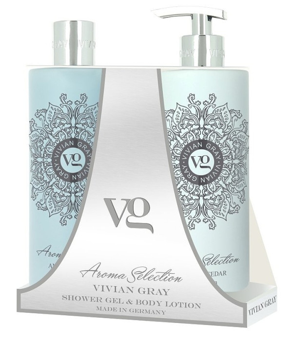 detail Vivian Gray AROMA SELECTION Amber & Cedar, sprchový set 2x 500 ml