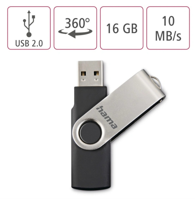 detail Hama rotate FlashPen, USB 2.0, 16GB, black, 40X