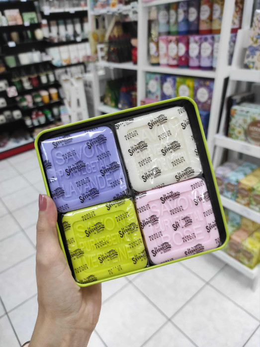 detail La Savonnerie Sada tuhých mýdel 4×100g v plechové dóze - Seina