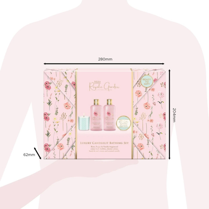 detail Baylis&Harding Rose, Poppy & Vanilla Sada péče o tělo se svíčkou, 4dílná