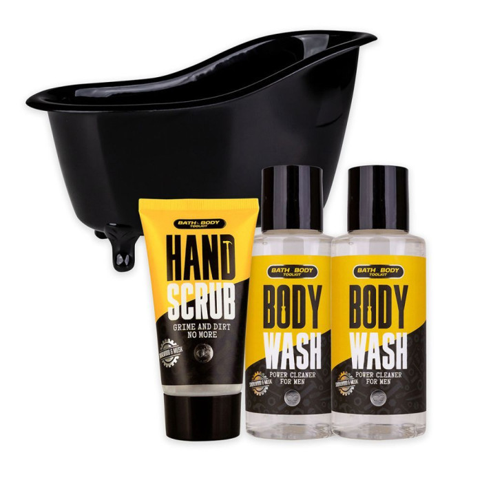 detail Accentra Bath & Body Tollkit, dárková sada v černé vaně. 5dílná