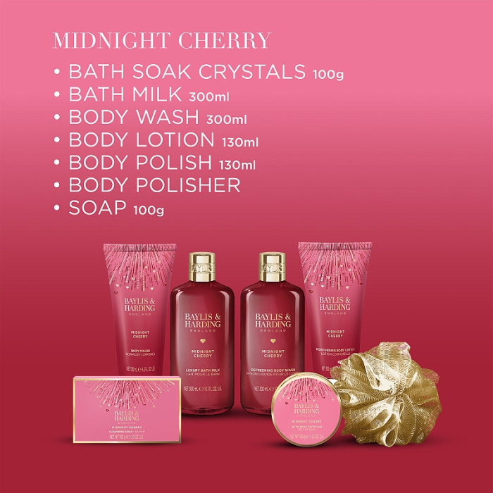 detail Baylis&Harding Midnight Cherry, dárková sada péče o tělo, 7dílná