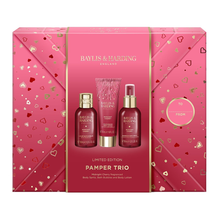 detail Baylis&Harding Midnight Cherry, dárková sada Pamper Trio, 3dílná