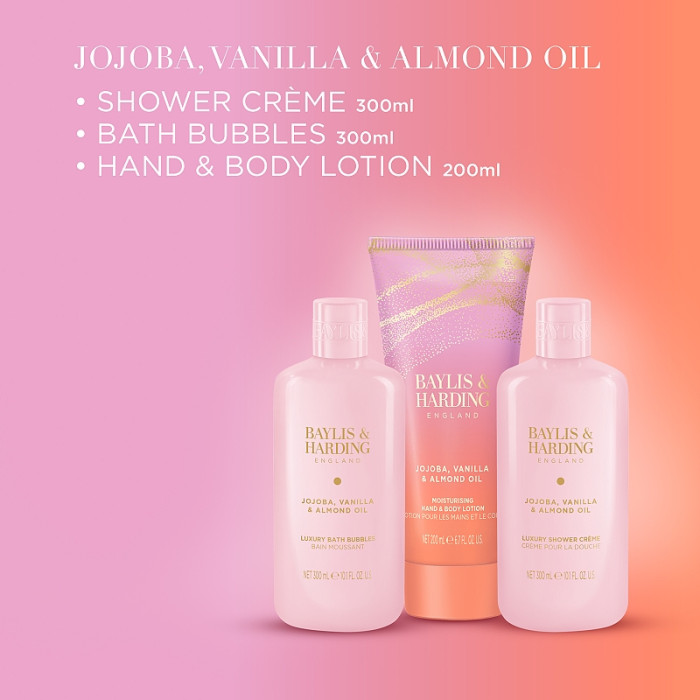 detail Baylis&Harding Jojoba, Vanilla, Almond, dárková sada péče o tělo 3dílná