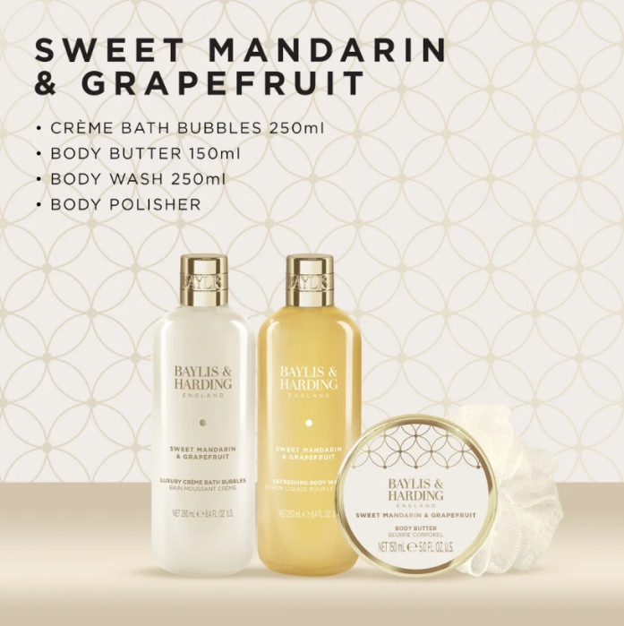detail Baylis&Harding Mandarin & Grapefruit Set v kosmetické taštičce, 5dílný