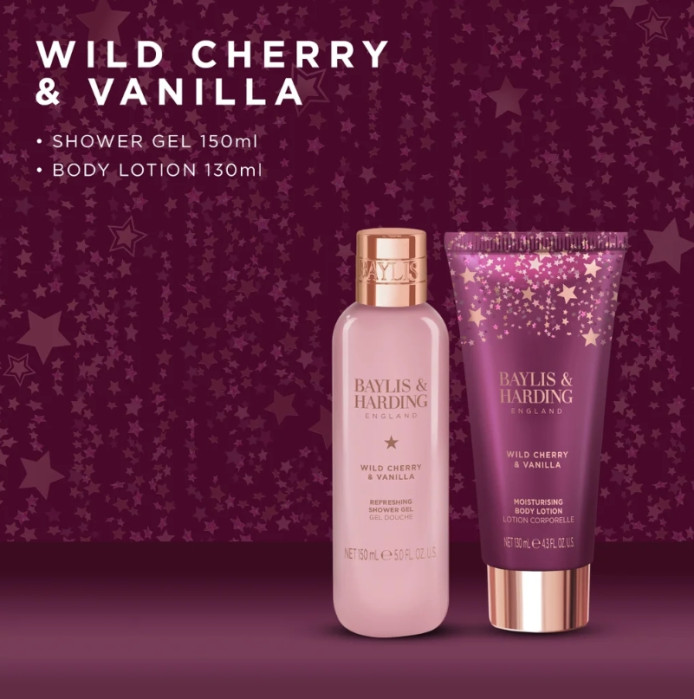 detail Baylis&Harding Wild Cherry & Vanilla - duo péče o tělo, 2 ks
