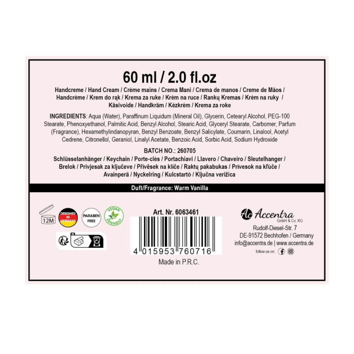 detail Accentra Angel, dárková sada klíčenky a krému na ruce 60ml