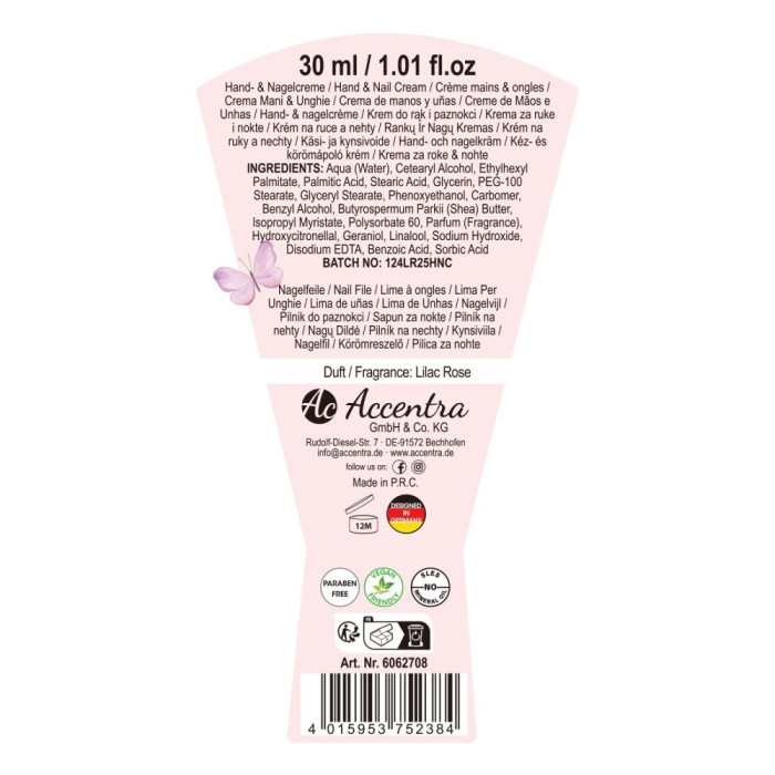 detail Accentra Krém na ruce s pilníkem 30ml, BLOSSOM purple