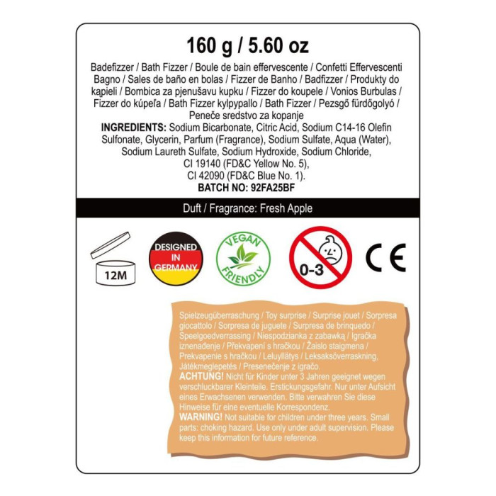 detail Accentra Koupelová bomba pěnivá KOOLKIDZ s překvapením dinosaurus Jablko 160g