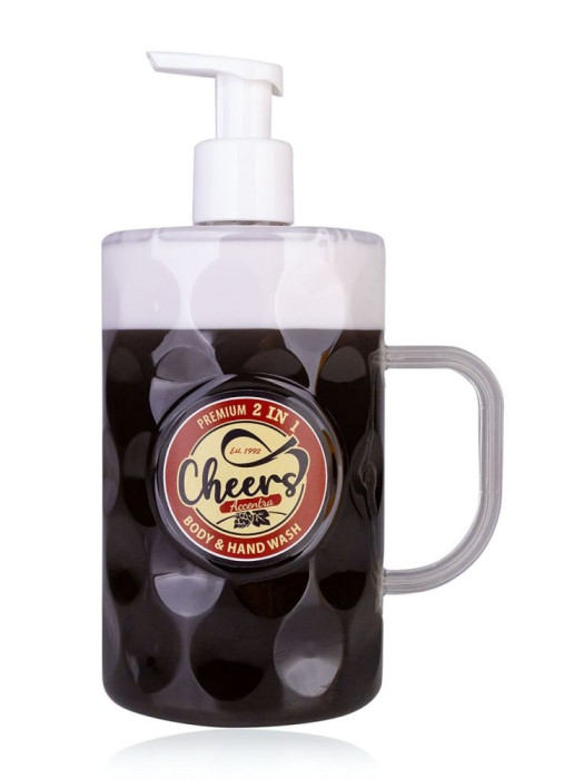 detail Accentra Cheers, sprchový gel 2v1 ve tvaru půllitru černého piva, 720ml
