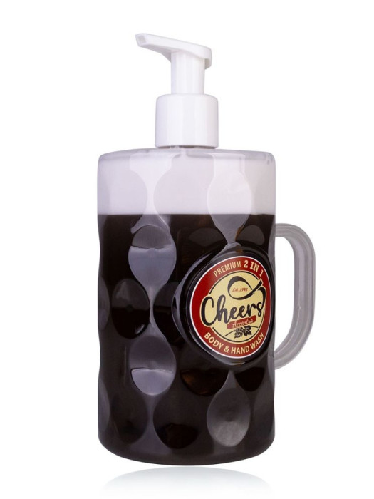detail Accentra Cheers, sprchový gel 2v1 ve tvaru půllitru černého piva, 720ml