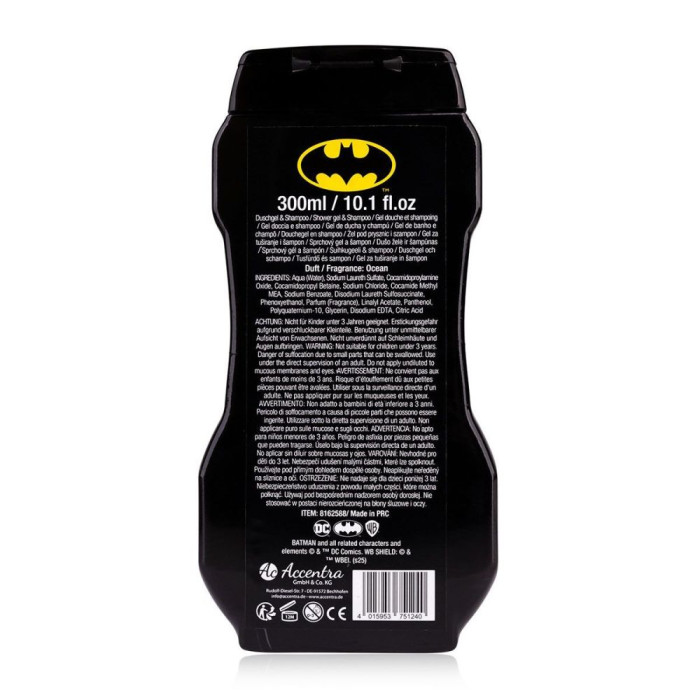 detail Accentra BATMOBILE 300ml, sprchový gel a šampon 2v1, vůně moře