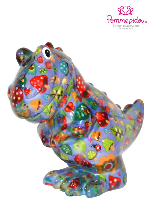 detail Pomme pidou Pokladnička M - T-Rex, fialový s muchmůrkou