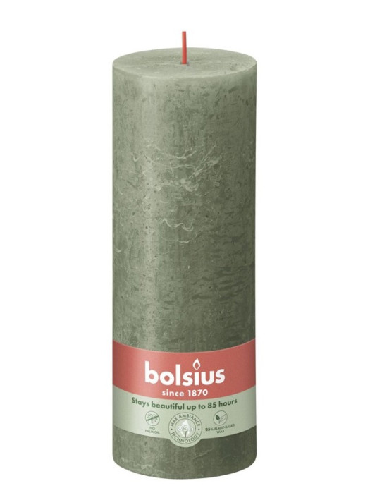 detail Bolsius Rustic Shine Válec 68x190mm, zelená svíčka