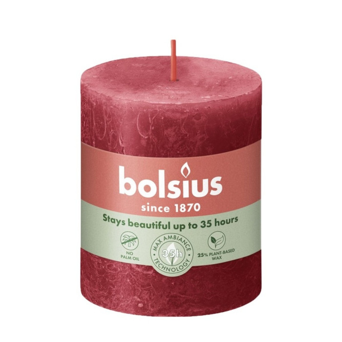 detail Bolsius Rustic Shine Válec 68x80mm - Delicate Red