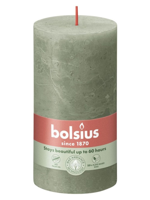 detail Bolsius Rustic Shine Válec 68x130mm - Fresh Olive