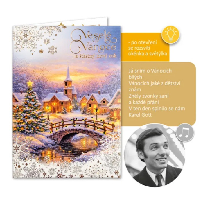 detail Argus Vánoční hrací přání s efekty - Bílé Vánoce / Karel Gott, Bambini di Praga