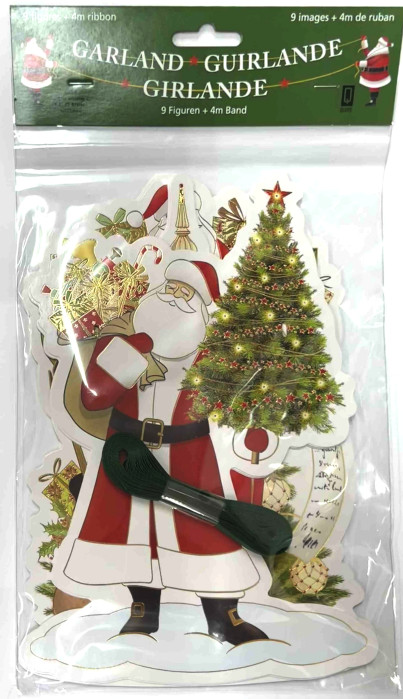 detail Vánoční girlanda - SANTA, 9 figurek, 4 m