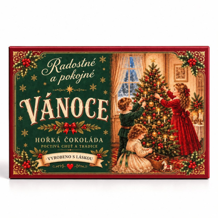 detail Vánoční hořká čokoláda 100g - Radostné a pokojné Vánoce.