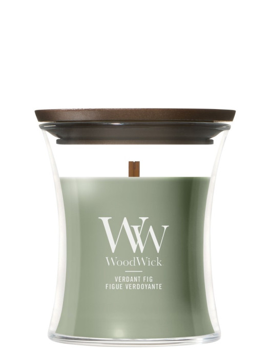 detail Vonná svíčka WoodWick Verdant Fig, malá 85 g