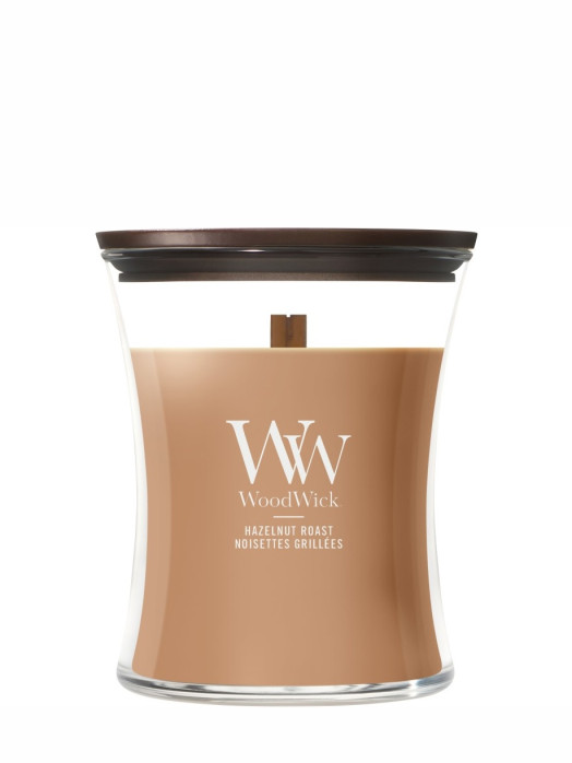 detail Vonná svíčka WoodWick Hazelnut Roast, střední 275 g