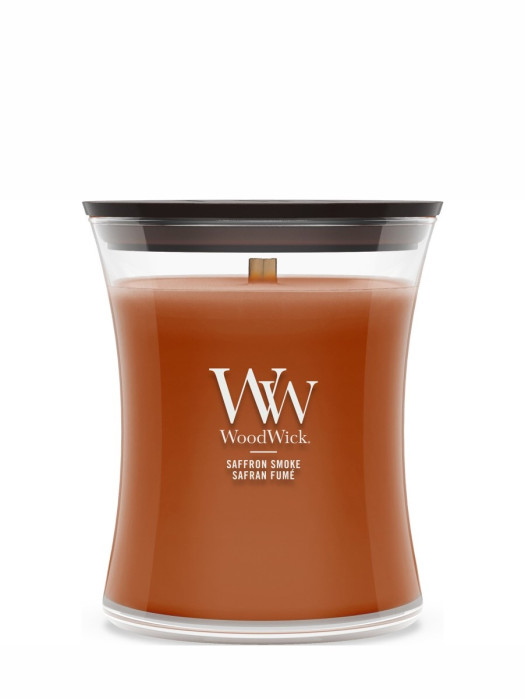 detail Vonná svíčka WoodWick Saffron Smoke, střední 275 g