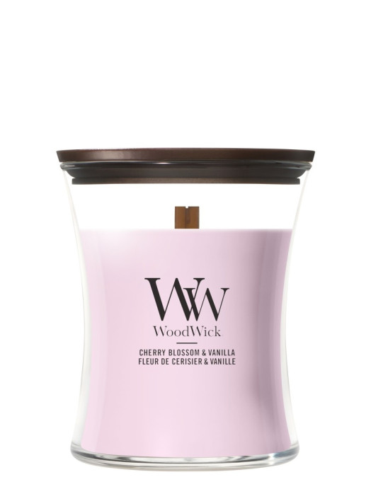 detail Vonná svíčka WoodWick Cherry Blossom & Vanilla, střední 275 g