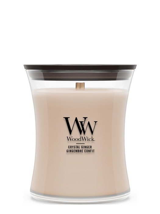 detail Vonná svíčka WoodWick Crystal Ginger, střední 275 g