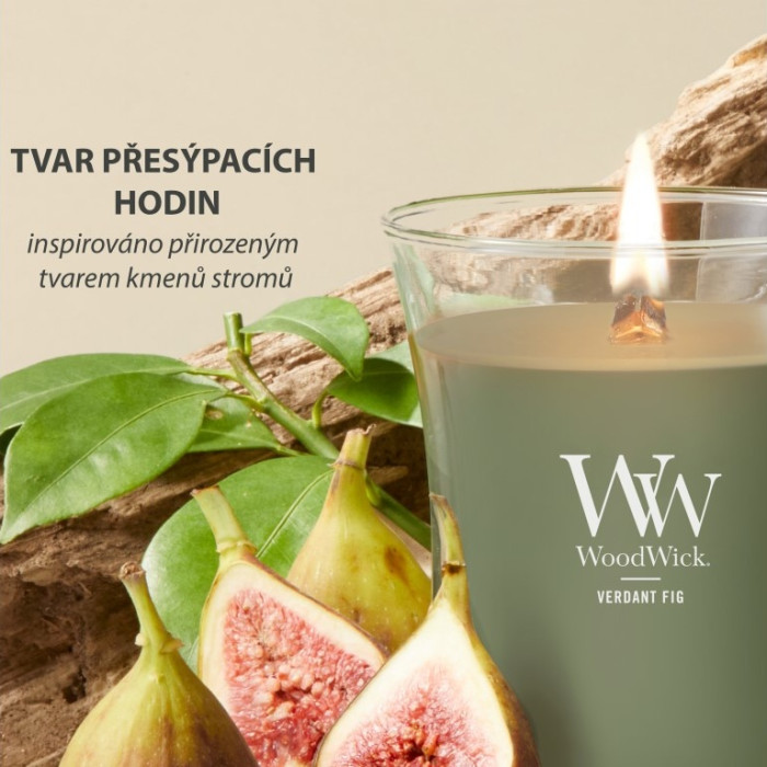 detail Vonná svíčka WoodWick Verdant Fig, střední 275g