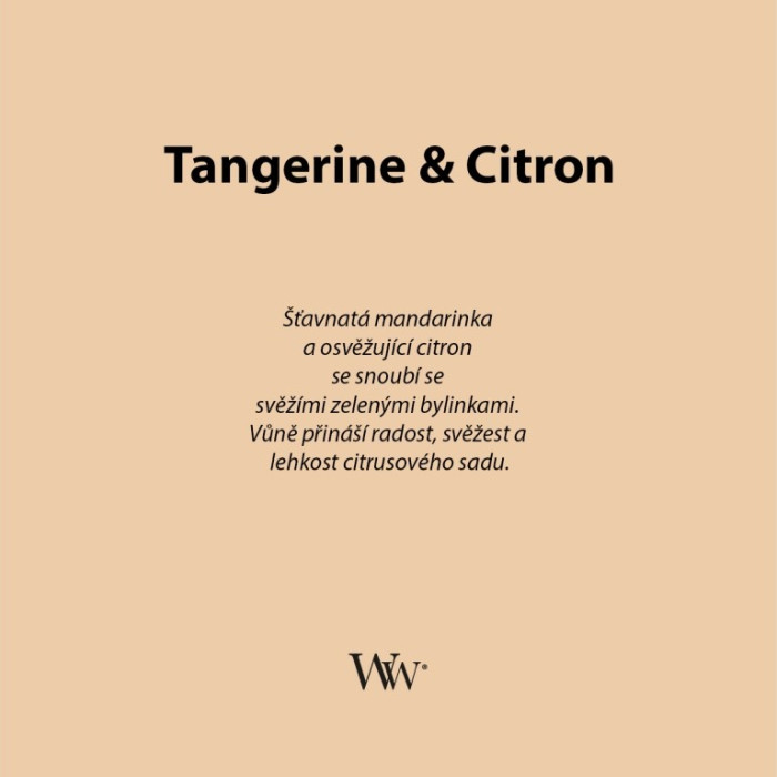 detail WoodWick TANGERINE & CITRON, velká svíčka 609g