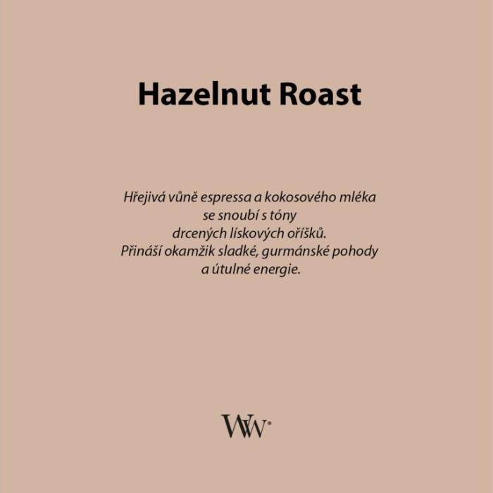 detail WoodWick HAZELNUT ROAST, velká svíčka 609g