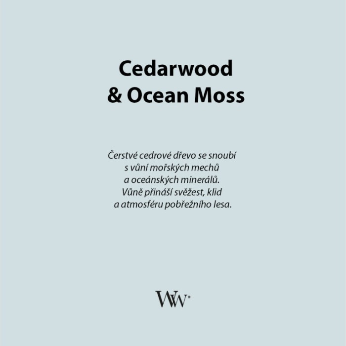 detail Vonná svíčka WoodWick Cedarwood & Ocean Moss, velká 609 g