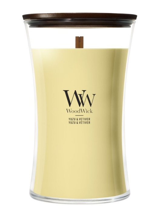 detail Vonná svíčka WoodWick Yuzu & Vetiver, velká 609 g