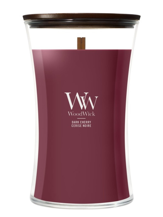 detail Vonná svíčka WoodWick Dark Cherry, velká 609 g