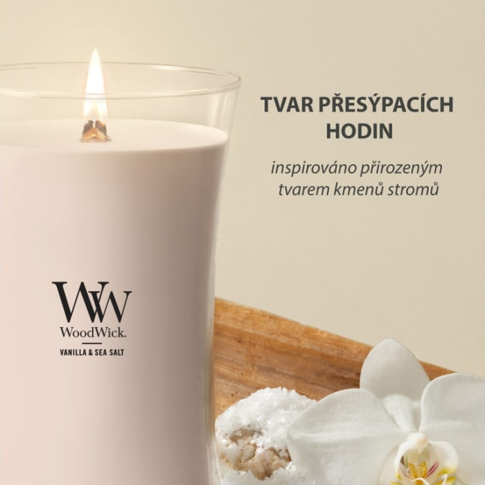 detail Vonná svíčka WoodWick Vanilla & Sea Salt, velká 609 g