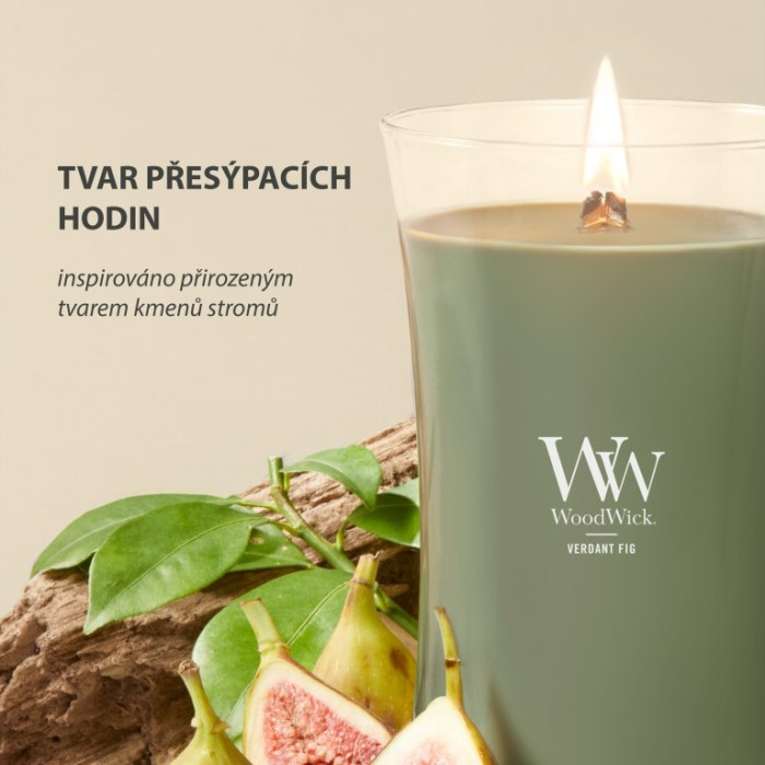 detail Vonná svíčka WoodWick Verdant Fig, velká 609g