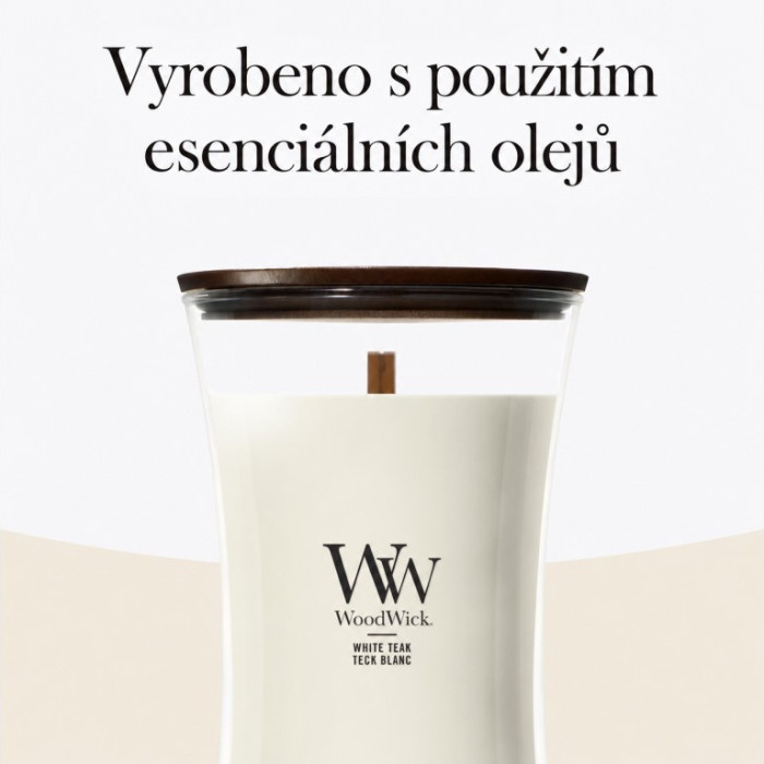 detail Vonná svíčka WoodWick White Teak, velká 609g
