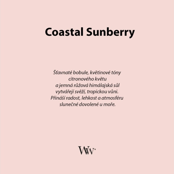 detail Vonná svíčka WoodWick COASTAL SUNBERRY, široký knot 453g