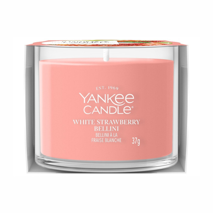 detail Yankee Candle Votivní svíčka ve skle 37g WHITE STRAWBERRY BELLINI