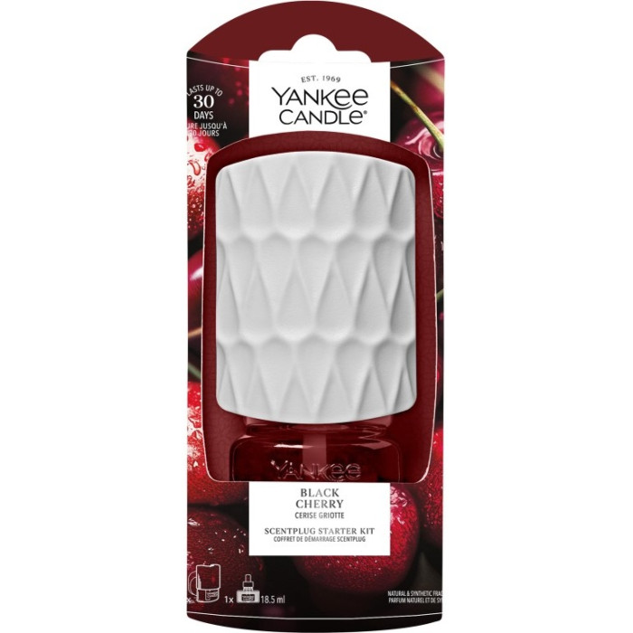 detail Yankee Candle Elektrický difuzér do zásuvky BLACK CHERRY + náplň 18,5 ml