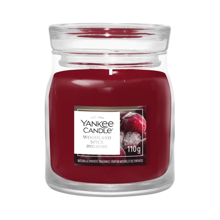 detail Yankee Candle Woodland Spice, signature malá 110 g
