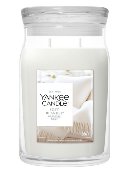 detail Yankee Candle Soft Blanket, signature velká svíčka 567g