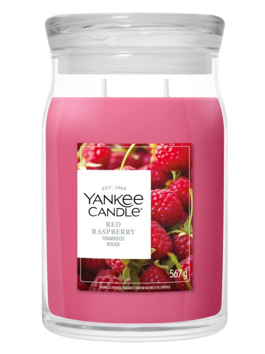 detail Yankee Candle Red Raspberry, signature velká svíčka 567 g