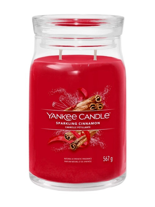 detail Yankee Candle Sparkling Cinnamon, signature velká svíčka 567 g