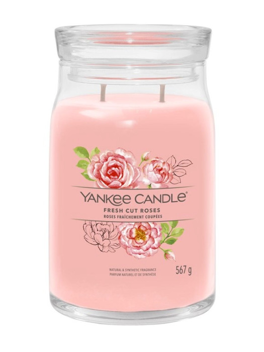 detail Yankee Candle Fresh Cut Roses, signature velká svíčka 567 g