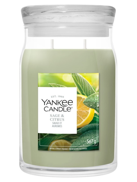 detail Yankee Candle Sage & Citrus, signature velká svíčka 567 g