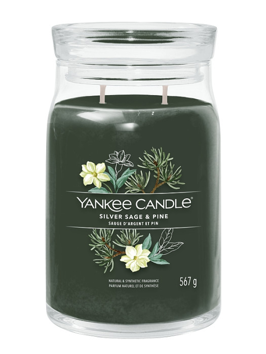detail Yankee Candle SILVER SAGE & PINE, signature velká 567 g